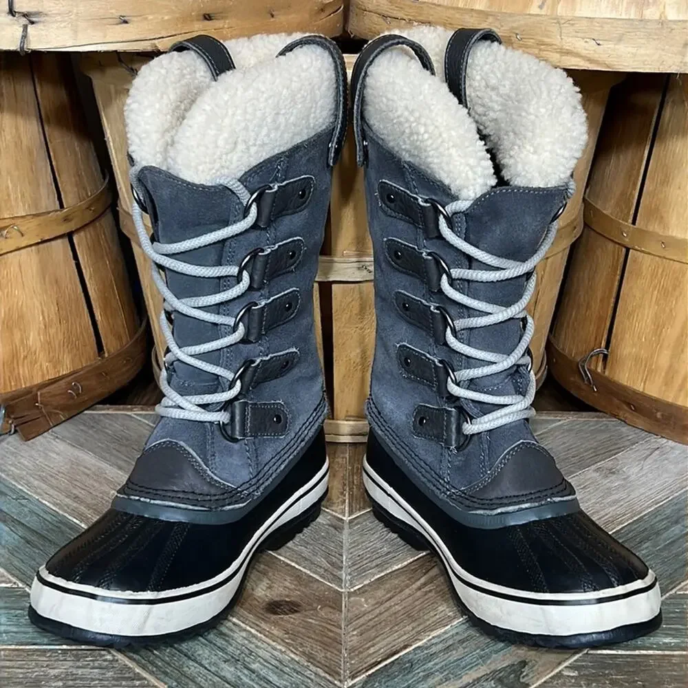 Sorel Joan of Arctic Gray Suede Waterproof Insulated Snow Boots Womens Size 5.5
